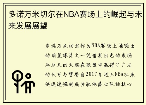 多诺万米切尔在NBA赛场上的崛起与未来发展展望